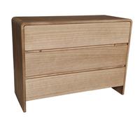 DKD Home Decor Cómoda Paulownia y Olmo de 3 Cajones Natural