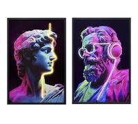 DKD Home Decor Cuadro LED Lienzo Moderno Surtido de 2 Unidades