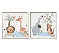 DKD Home Decor Cuadro Lienzo Animales Selva 3D Surtido de 2 Piezas