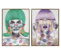 DKD Home Decor Cuadro Lienzo Chica Fashion 60x3,5x80 Surtido de 2 Unidades