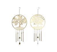 DKD Home Decor Decoración Colgante de Metal Árbol Dorado
