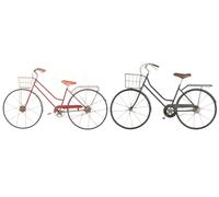 DKD Home Decor Decoración de Pared Metal Bicicleta Cesta Pack de 2