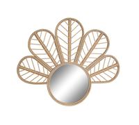 DKD Home Decor Espejo de Ratán con Detalles de Flor Marrón