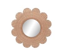 DKD Home Decor Espejo de Ratán y Metal 98x98 cm Marrón Natural