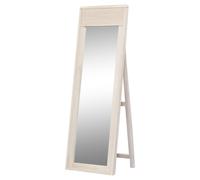 DKD Home Decor Espejo de Vestidor Mango y Ratán Blanco Roto