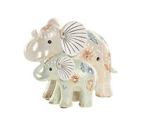 DKD Home Decor Figura de Elefante en Resina Verde y Beige
