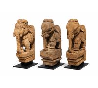 DKD Home Decor Figura de Elefante en Teca y Metal 30x15x55 cm