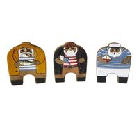 DKD Home Decor Figura de Madera Reciclada Marinero Surtido de 3 unidades