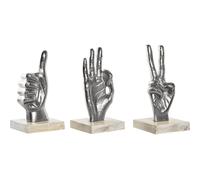 DKD Home Decor Figura de Manos en Aluminio y Madera, Surtido de 3 Unidades