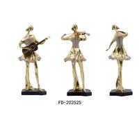 DKD Home Decor Figura de Resina Bailarina Músico, Pack de 3 unidades
