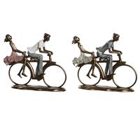 DKD Home Decor Figura de Resina Pareja en Bicicleta, Surtido de 2 Unidades