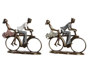 DKD Home Decor Figura de Resina Pareja en Bicicleta, Surtido de 2 Unidades