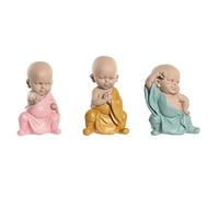 DKD Home Decor Figura Decorativa Color Amarillo, Azul y Rosa, de Resina (8 x 5,5 x 12,7 centímetros) (3 Unidades)