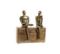 DKD Home Decor Figura Decorativa Color Dorado, de Aluminio y Madera de Mango (17 x 9 x 18 centímetros)