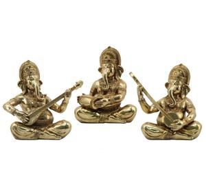 DKD Home Decor Figura Ganesha de Resina Dorada Surtido de 3