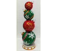 DKD Home Decor Figura LED de Resina con Bolas Rojo y Verde