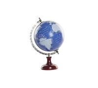 DKD Home Decor Globo terráqueo Color Azul, de PVC y Madera de Mango (23 x 20 x 33 centímetros)