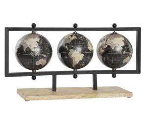 DKD Home Decor Globo Terráqueo PVC Mango 3 Bolas Negro y Marrón