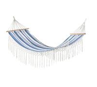 DKD Home Decor Hamaca para Terraza y Jardín Azul Blanco Algodón/Poliéster Rayas 200 x 100 x 5 cm
