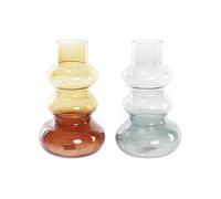 DKD Home Decor Jarrón Color marrón y Verde, de Cristal (17,5 x 17,5 x 30 centímetros) (2 Unidades)