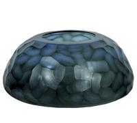 DKD Home Decor Jarrón de Cristal Azul Petróleo Glaseado 33x33x14 cm