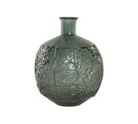 DKD Home Decor Jarrón de Cristal Reciclado Verde con Hojas