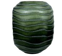 DKD Home Decor Jarrón de Cristal Verde Oscuro Glaseado 27x27x33 cm