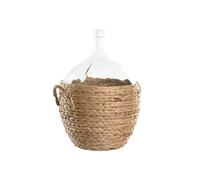 DKD Home Decor Jarrón de Cristal y Fibra con Asa, 25 L, Natural