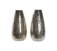 DKD Home Decor Jarrón de la Marca Aluminio Moderno Plateado (2 Piezas) (16 x 16 x 32 cm) (Referencia: S3017302)