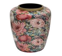 DKD Home Decor Jarrón de Metal con Flores Rosa y Multicolor 33x33x35 cm