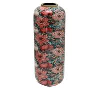 DKD Home Decor Jarrón de Metal Flores Rosa y Multicolor 25x25x69,3 cm