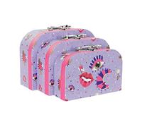 DKD Home Decor Juego de Cajas Decorativas de la Marca, Color Lila y Rosa, de Metal y cartón (28 x 9,5 x 20 centímetros)