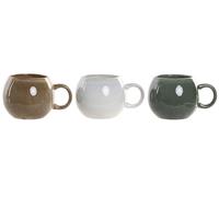 DKD Home Decor Juego de Tazas de Gres Esmaltado Jiahua 25 Surtido de 3 Unidades