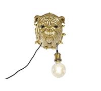 DKD Home Decor Lámpara Aplique Resina Bulldog Dorado
