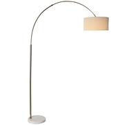 DKD Home Decor Lámpara de Pie Lino y Mármol Dorado y Blanco
