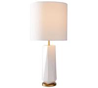 DKD Home Decor Lámpara de sobremesa de cerámica y metal, Blanco y Dorado