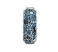 DKD Home Decor Lámpara de Sobremesa de Cristal Azul Craquelado 17x17x44 cm