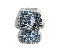 DKD Home Decor Lámpara de sobremesa de cristal azul craquelado