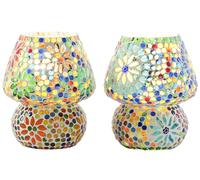 DKD Home Decor Lámpara de sobremesa de cristal con mosaico multicolor