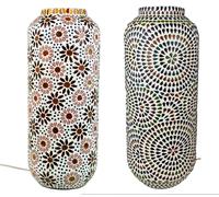 DKD Home Decor Lámpara de Sobremesa de Cristal Flores Mosaico
