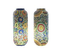 DKD Home Decor Lámpara de Sobremesa de Cristal Mandala 17x17x44 cm
