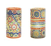 DKD Home Decor Lámpara de Sobremesa de Cristal Mosaico Multicolor (Pack de 2)