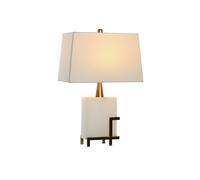 DKD Home Decor Lámpara de sobremesa de mármol y metal Blanco y Dorado