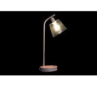 DKD Home Decor Lámpara de Sobremesa de Metal y Cristal con USB E14