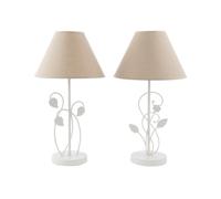 DKD Home Decor Lámpara de Sobremesa de Metal y Tela E14