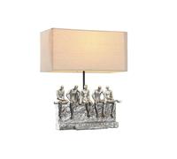 DKD Home Decor Lámpara de Sobremesa de Resina y Metal Plateado y Beige