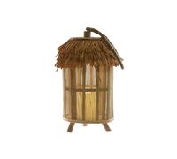 DKD Home Decor Lámpara de Sobremesa de Yute con Vela LED Marrón