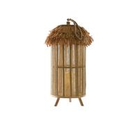 DKD Home Decor Lámpara de Sobremesa de Yute con Vela LED Marrón
