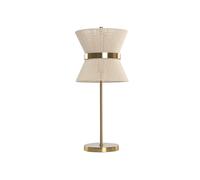 DKD Home Decor Lámpara de Sobremesa Metal e Hilo Dorado y Crudo 30x30x70 cm