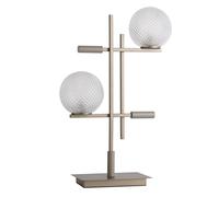 DKD Home Decor Lámpara de Sobremesa Metal y Cristal Dorado con 2 Bolas